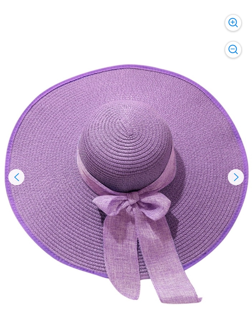 Wide Brim Sun Hat with Bow - Purple